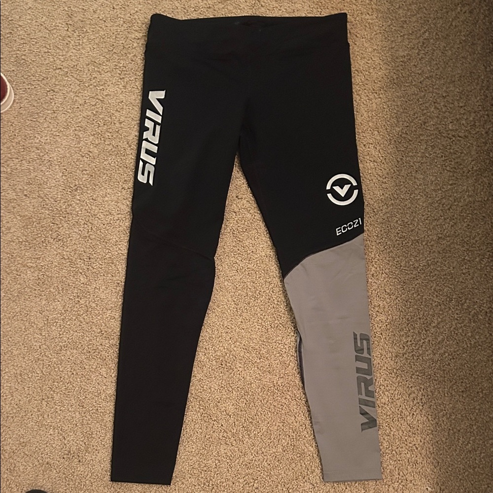 Virus Two-Tone Black and Gray Compression Leggings